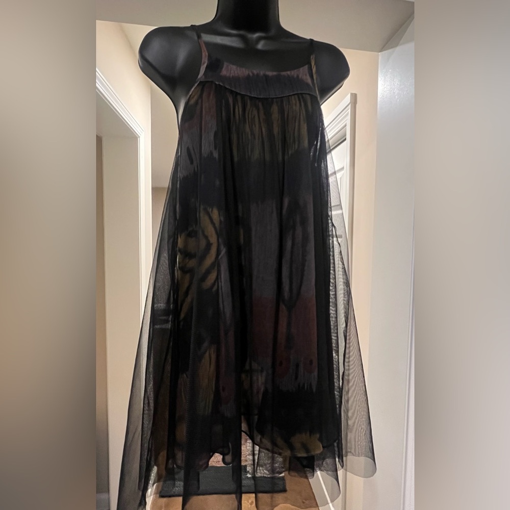 Sheer black spaghetti strap swing dress. The lining of the dress is beautiful.